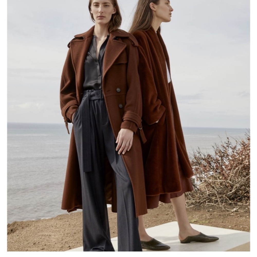 Vince Wool Trench long women’s Coat mahogany NO BELT